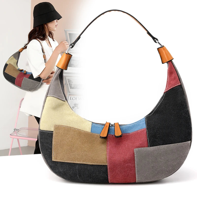 Cotton Canvas Shoulder Hand Bag for Summer Shopping