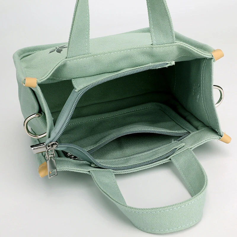Summer Mini Canvas Women Shoulder Bag Leisure Square Bag Canvas Messenger Bag