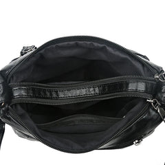 Solid PU Leather Crossbody Bag Vintage Thread Purses Shoulder Bag