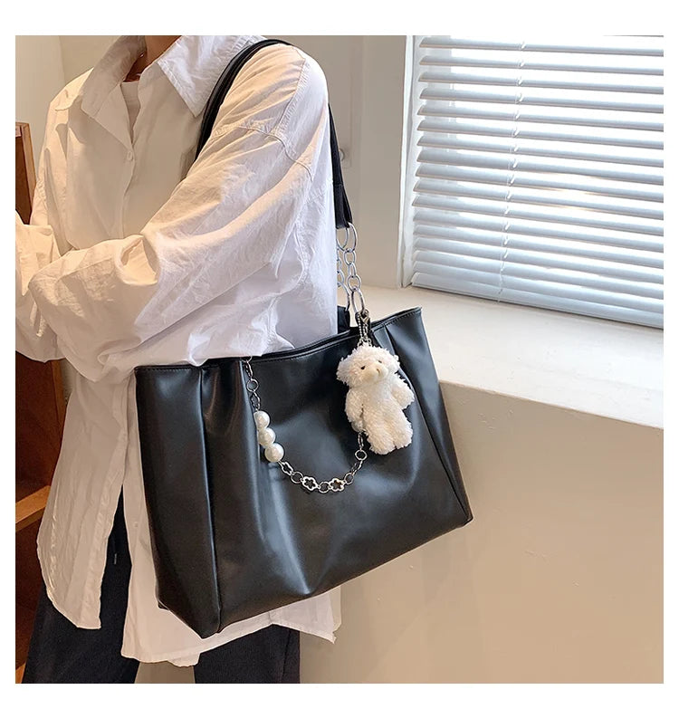 Kawii Leather Large Capacity Handbag Women Casual Tote Shopper