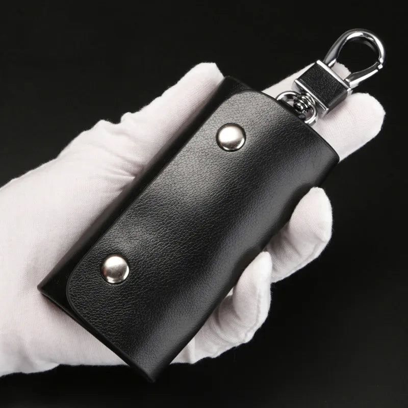 Leather Key Holder Wallet 6 Key Ring Organizer