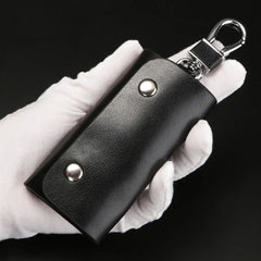 Leather Key Holder Wallet 6 Key Ring Organizer