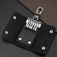 Leather Key Holder Wallet 6 Key Ring Organizer