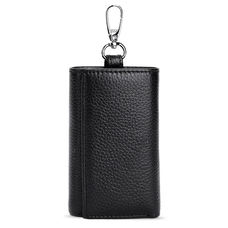 Leather Housekeeper Key Holder Zipper Case Men Women Keychain Organizer