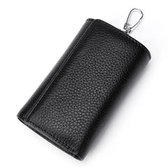 Leather Housekeeper Key Holder Zipper Case Men Women Keychain Organizer
