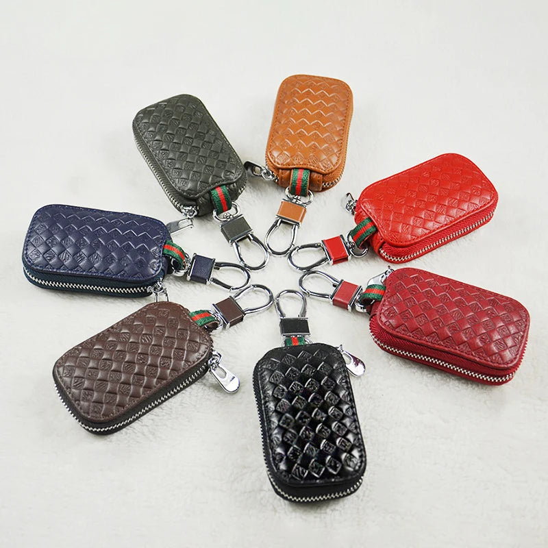 Leather Car Key Bag Remote Control Protective Cover Key Pouch