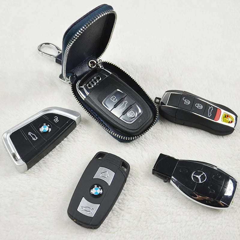Leather Car Key Bag Remote Control Protective Cover Key Pouch