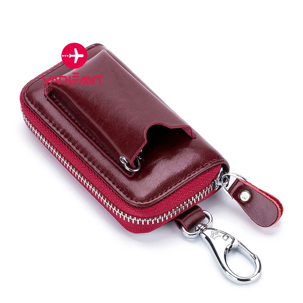 Key Wallet Men Car Key Holder For Women Leather Keys Organizer Housekeeper