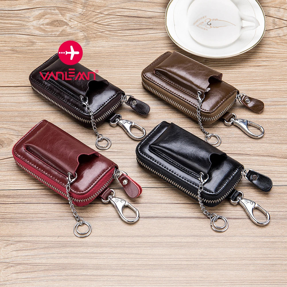 Key Wallet Men Car Key Holder For Women Leather Keys Organizer Housekeeper