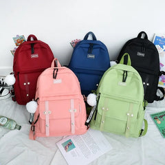 Canvas School Bags for Girls Women Backpack Laptop, 5 Pcs Sets