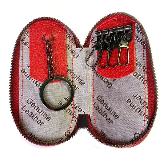 Cowhide Leather Keychain Wallet Multifunction Key Bag