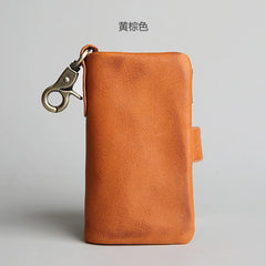 Leather Key Organizer Wallet Men Women Keychain Pouch Purse
