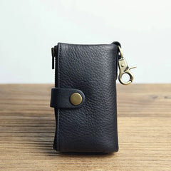 Leather Key Organizer Wallet Men Women Keychain Pouch Purse