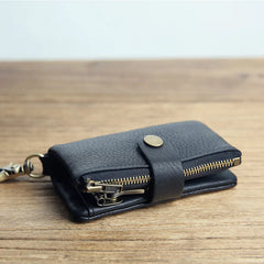 Leather Key Organizer Wallet Men Women Keychain Pouch Purse