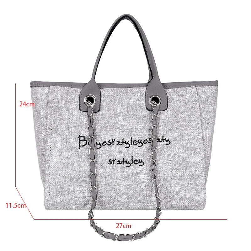 Khaki Canvas Shoulder Bag Laptop Tote Large Capacity Handbag