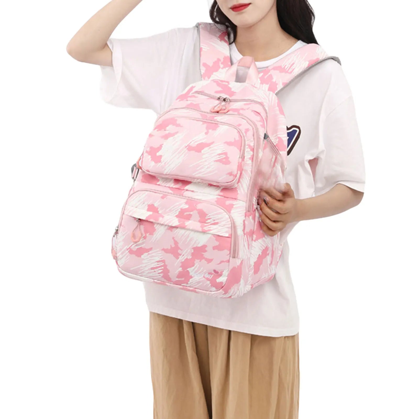 Kid Girls Backpack Large Capacity Casual School Bag Daypack with Pendant Doll