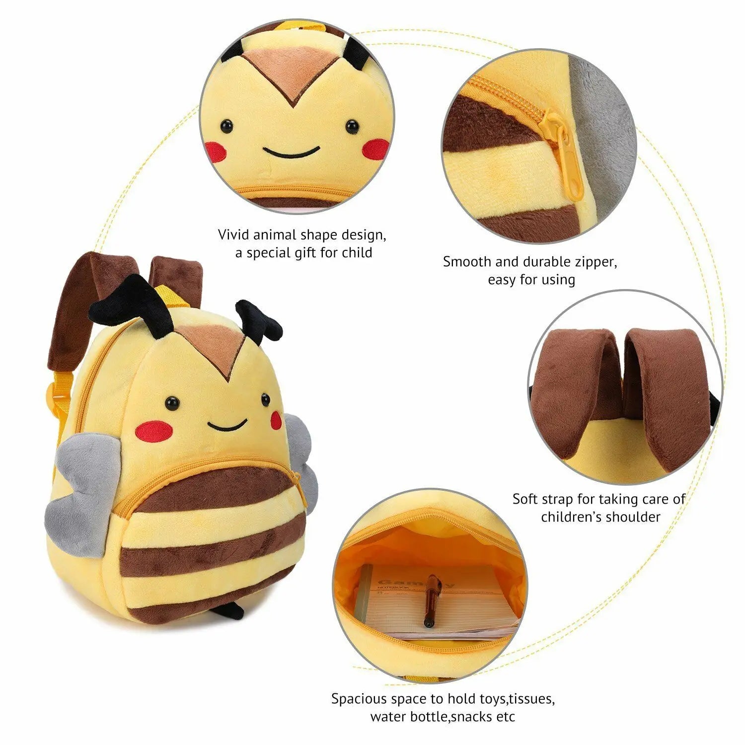 Kids Plush School Bags Backpack Cartoon Animal Kindergarten Schoolbag