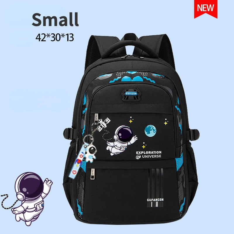 Boys Astronaut Backpack Waterproof Book Bag Cartoon Pendant Schoolbag