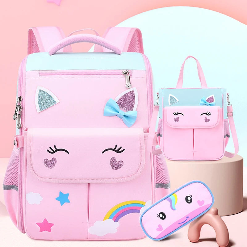 Orthopedic Kids Backpack for Girls 1-3-6 Waterproof Rucksack
