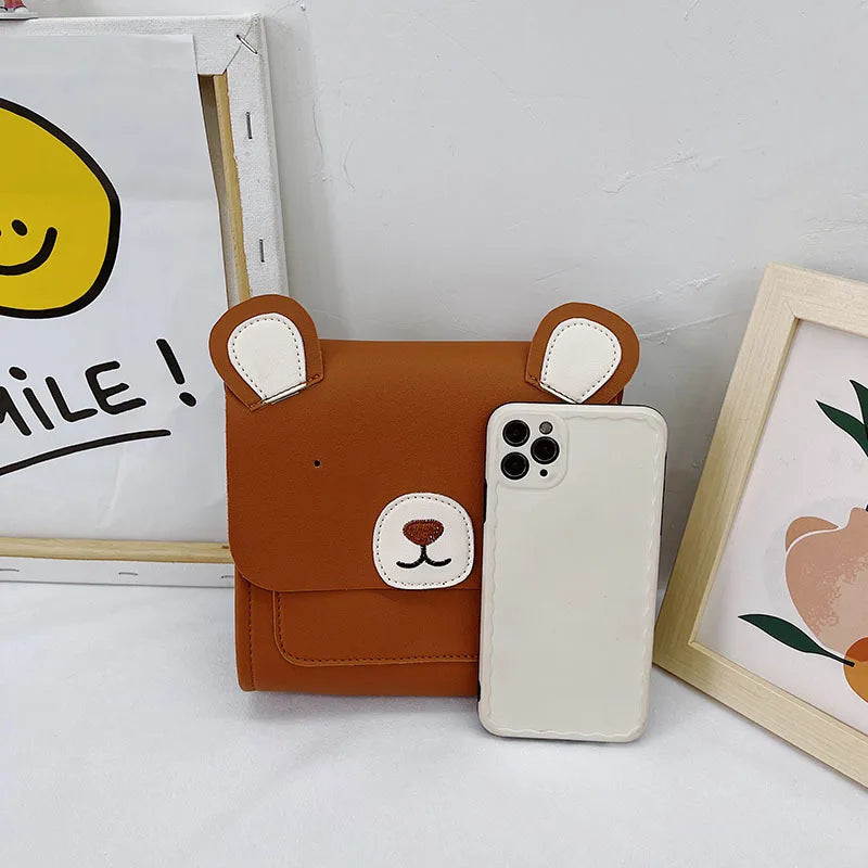 Kids Bear Backpack Waterproof PU Leather Satchels School Bag for Girls