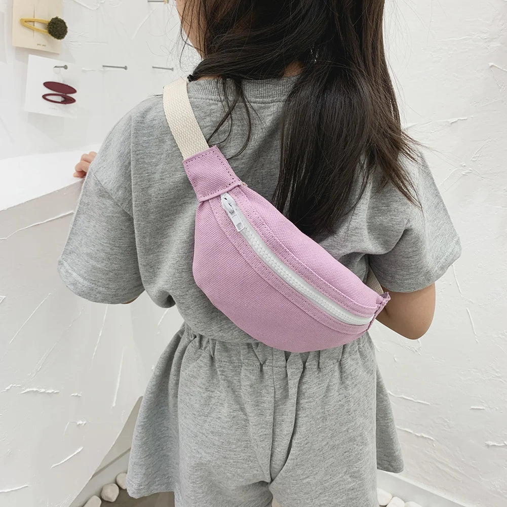 Girls Casual Waist Bag Pack Zip Canvas Chest Bum Belt Shoulder Pouch