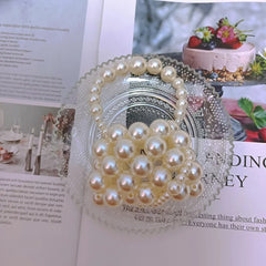 Kids Mini Purse Little Girls Pearl Tote Handbag Woven Toddler Coin Pouch