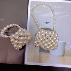 Kids Mini Purse Little Girls Pearl Tote Handbag Woven Toddler Coin Pouch