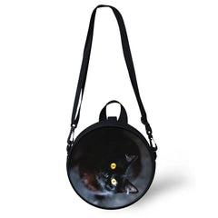 Cats Pattern Girls School Bags Round Shape Kindergarten Shoulder Bags