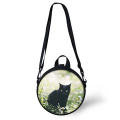 Kids Round Shape Book-Bags Cartoon Cats Pattern Girls School Bags