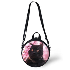 Kids Round Shape Book-Bags Cartoon Cats Pattern Girls School Bags