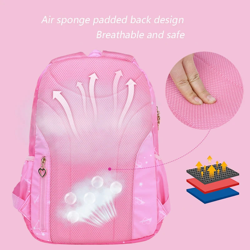 Girls Schoolbags 6-12 Years Primary Backpack Waterproof Knapsack