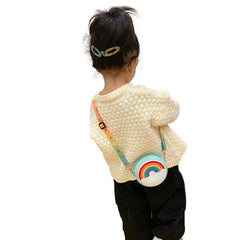 Kids Shoulder Bag Cross-Body Pack Round Wide Strap Rainbow Donut