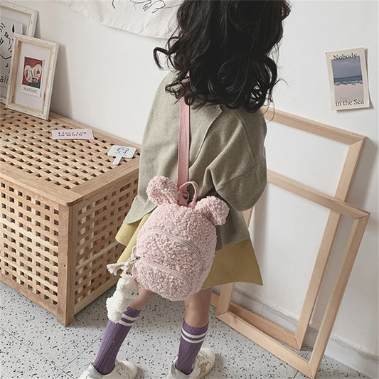 Kids Bunny Ear Plush Backpack for School