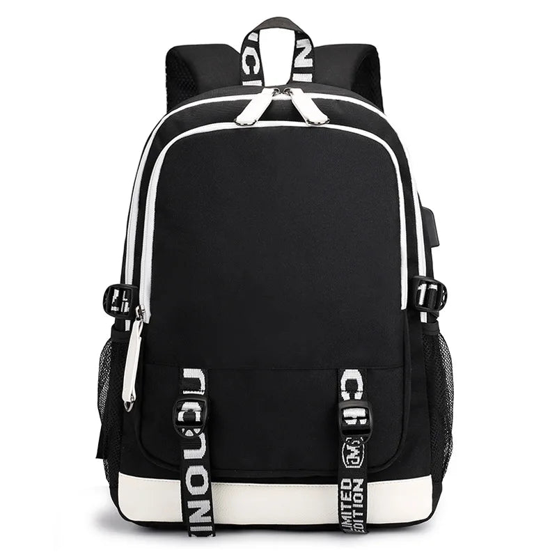 Kids Unisex USB Nylon Backpack Student School Bag