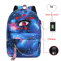 Demon Slayer Tengen Uzui Eye Anime Backpack School Bags Laptop Travel Bags