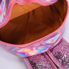 Girls Rabbit Ear Backpack Sequin Leather School Bag