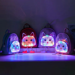 Kindergarten Schoolbag Girl Children's Backpack Leather Cartoon Girl Luminous Kn