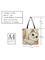 Kissing Cat Tote Bag Eco Reusable Shopping Bag