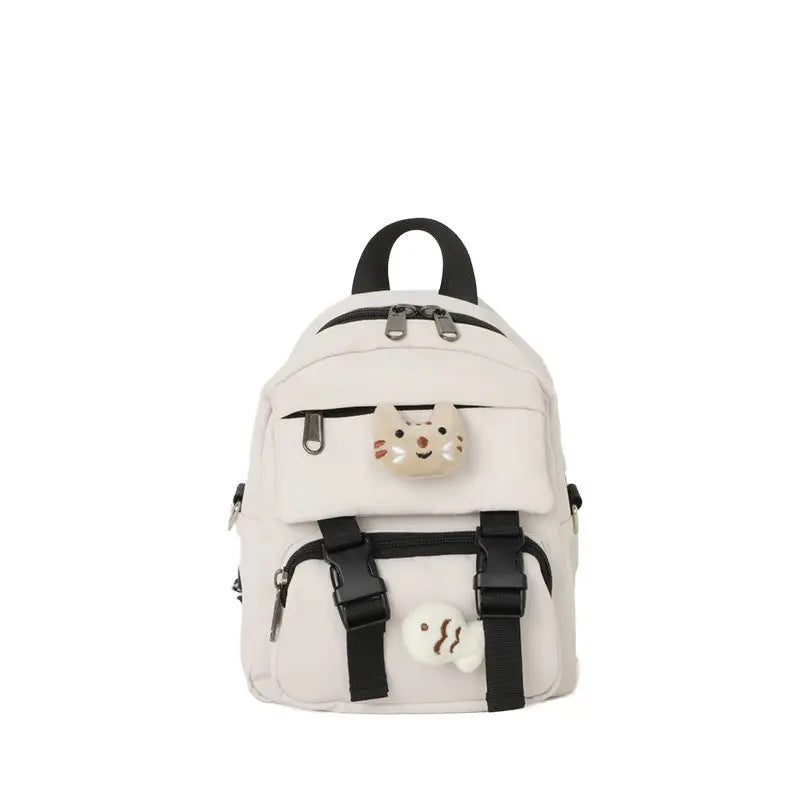 Kitten Backpack Fish Shoulders Bags Canvas Mini School Bags