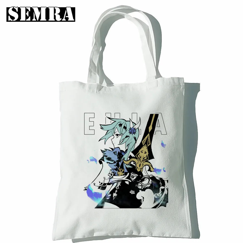 Klee Anime Women Canvas Shopper Bag Large Capacity Tote Mouse Shoulder Handbag