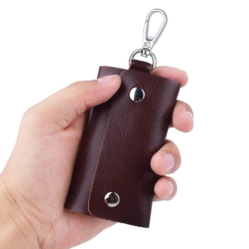 Leather Key Wallet Organizer Key Holder Men Women Keychain Bag Pouch