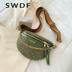 Women's Knitted Waist Packs Weaving Fanny Packs Female Waist Bags
