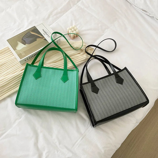 Knitting Handbags Women's Bag Shoulder Crossbody Top Handle Totes Square
