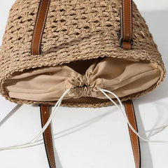 Large Capacity Straw Shoulder Bag for Women, Top Handle Beach Handbag Tote