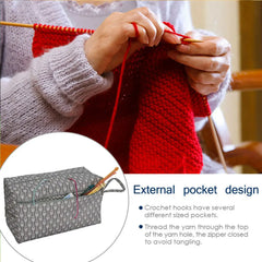 Yarn Storage Craft Tote Bag with Inner Divider, Crochet Needles Organizer