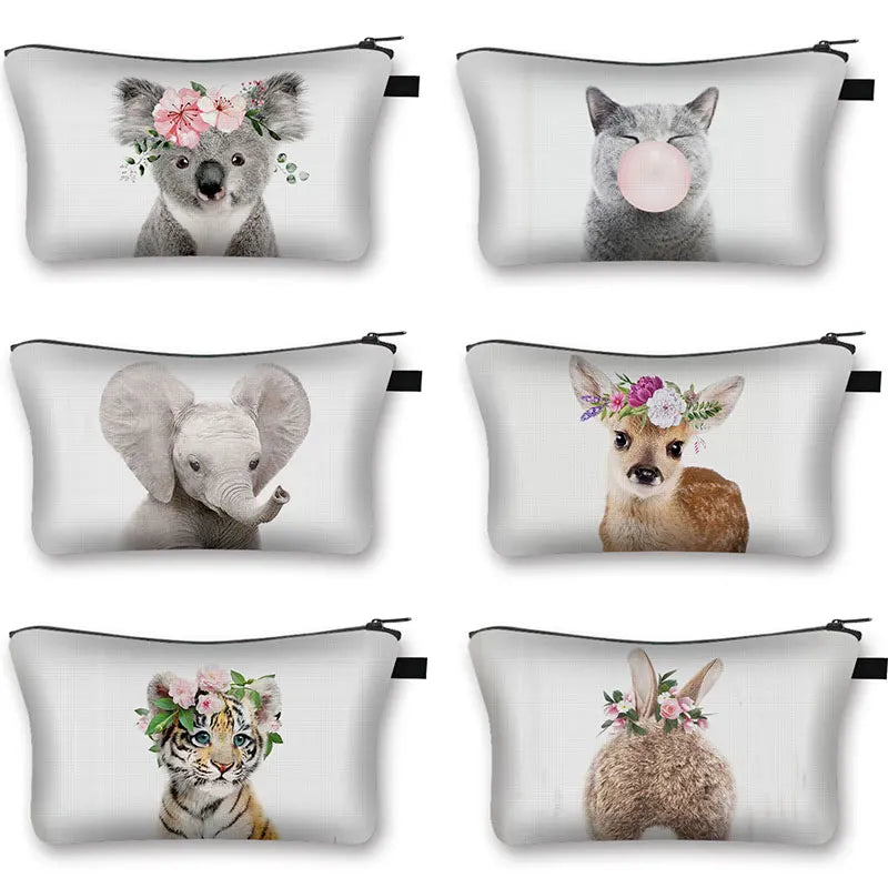 3D Printed Koala Elephant Elk Cosmetic Bag for Travel
