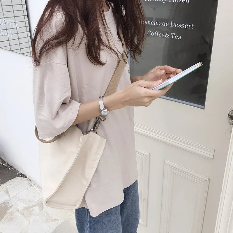 Korea Large Capacity Shoulder Canvas Bag Women's Tote Bag
