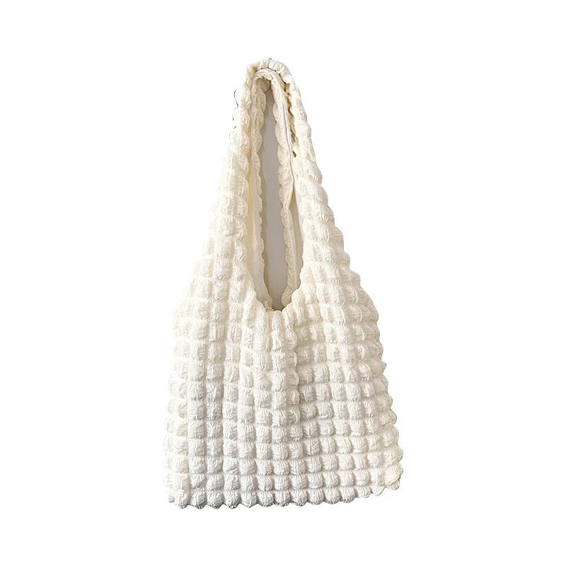 Korea Bubble Shoulder Bag Girl's Heart Pleated Clouds Handbag