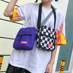 Korea Harajuku Letter Shoulder Bag Plaid Y2K Large Size Casual Women