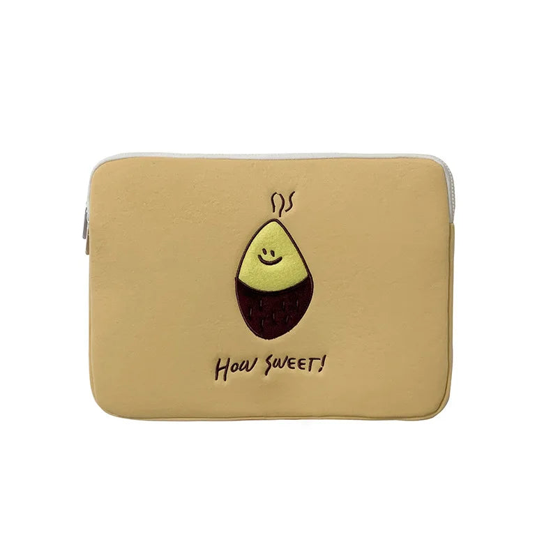 Korea Ins Baked Sweet Potato Embroidery IPad Flat Bag Laptop Bag